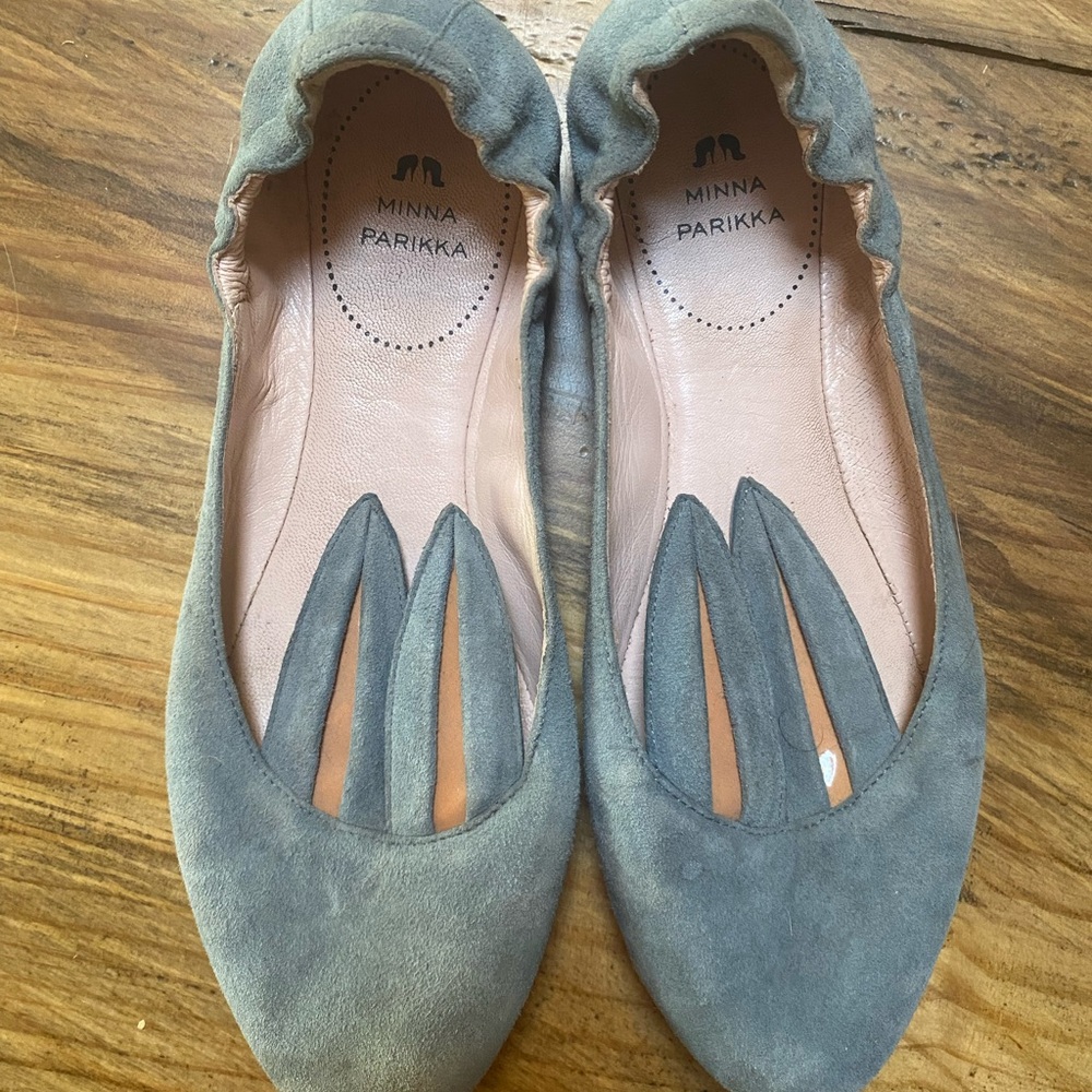 Minna Parikka animal ears gray suede flats size 37
